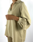 Hemisphere 26202SAMIR-5 shirtblouse ballonmouwen – Light Olive