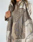 Hemisphere - Leule-Schal 242A - Schal 70/200 Eule beige braun