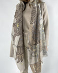 Hemisphere - Leule-Schal 242A - Schal 70/200 Eule beige braun