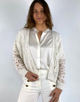 Hemisphere - 251C551-17 - Gillet-Poncho, offener Strick - 1010 Milch