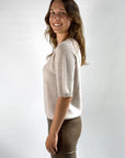 Hemisphere - 2425717-4 - Halbarmpullover mit Streifenmuster - beige