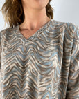 Hemisphere - 242Pullover14-6 - Pullover V Wellenmuster Kaschmir - BLAU CREME