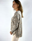 Hemisphere - 242Pullover14-6 - Pullover V Wellenmuster Kaschmir - BLAU CREME