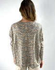 Hemisphere - 242Pullover14-6 - Pullover V Wellenmuster Kaschmir - BLAU CREME