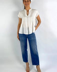 Hemisphere - 25101-RALMA-5 - Bluse mit Flügelärmeln aus Leinen - weiß