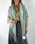 Hemisphere - 2421 SCARF 7-4 - Cape-Schal aus gestricktem Kaschmir - Minze