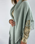 Hemisphere - 2421 SCARF 7-4 - Cape-Schal aus gestricktem Kaschmir - Minze
