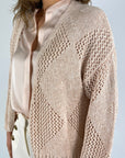 Hemisphere - 2513509FL-17 - Strickjacke kariert durchbrochenes Muster - FL1 Aprikose