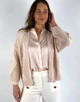 Hemisphere - 2513509FL-17 - Strickjacke kariert durchbrochenes Muster - FL1 Aprikose