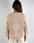 Hemisphere - 2513509FL-17 - Strickjacke kariert durchbrochenes Muster - FL1 Aprikose