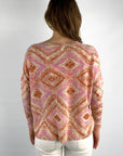 Hemisphere - 241Pullover4-6 - Pullover V Mosaikdruck orange fuchsia