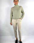Antonelli Firenze – Rollkragenpullover mit Zugkabelmotiv – Minze