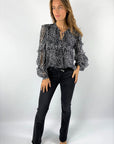 Hale Bob – 18HF2051/BLK – Bluse mit Rüschendruck
