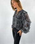Hale Bob – 18HF2051/BLK – Bluse mit Rüschendruck