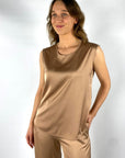 Außen - 58560 | 11 - Ärmellose Hemdbluse Cognac