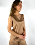 Außen - 58560 | 11 - Ärmellose Hemdbluse Cognac