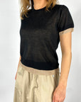 Vince - V0318-79572 | 013 - Shirt mit zweifarbiger Unterlage - Schwarz Sand
