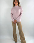 FFC - 10090 | Blush - Pullover mit Streifenärmeln aus Kaschmirmischung in Blush