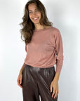 Shirt met lange mouwen van Natan met ronde hals in een donkere poeder tint.