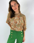 Just Eve - Emilie Mint - Bluse mit Lurex-Blumen-Schlüsselanhänger - Orange Mint
