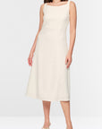 Marc Cain langes Kleid mit Strukturmuster Bright Ecru – AC 21.35 W63 | 112
