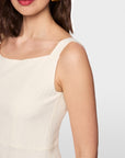 Marc Cain langes Kleid mit Strukturmuster Bright Ecru – AC 21.35 W63 | 112