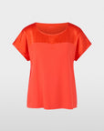 AC4844J59 Marc Cain shirt in Tomato Red met zijde en jersey