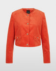 Marc Cain kort corduroy jasje met sierknopen in Tigerlily