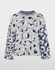 BC4102M03 Marc Cain trui Knitted in Germany in Bright Ecru met luipaardprint en ronde hals