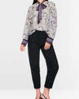Marc Cain blouse met strik en print – Purple Rose