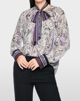 Marc Cain blouse met strik en print – Purple Rose