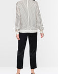 Marc Cain geometrische blouse van zijden mix – White and Black