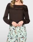 Marc Cain blouse met kant Seal Brown – BC 51.22 W90 | 697