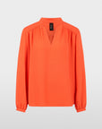 Marc Cain soepelvallende blouse met sierknoop in Tigerlily