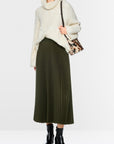 Marc Cain midirok van gewalkte wol met plissé – Forest Night New