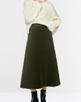 Marc Cain midirok van gewalkte wol met plissé – Forest Night New