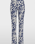 BC8135J41 Marc Cain SYDNEY broek in Midnight Sail met slim fit en all-over dierenprint