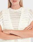 Marc Cain - YC 37.03 M36 | 110 - Gillet langer durchbrochener Strick - Off-White