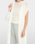 Marc Cain - YC 37.03 M36 | 110 - Gillet langer durchbrochener Strick - Off-White