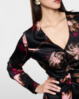 Marc Cain - ZC 21.10 W28 | 900 - Jurk zijde bloemenprint - zwart roze