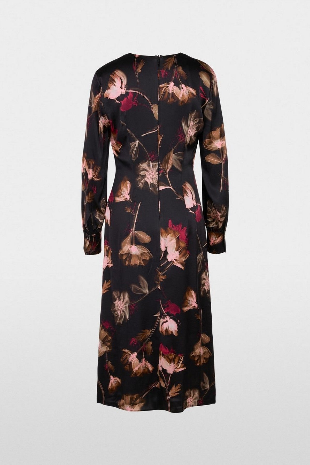 Marc Cain - ZC 21.10 W28 | 900 - Jurk zijde bloemenprint - zwart roze