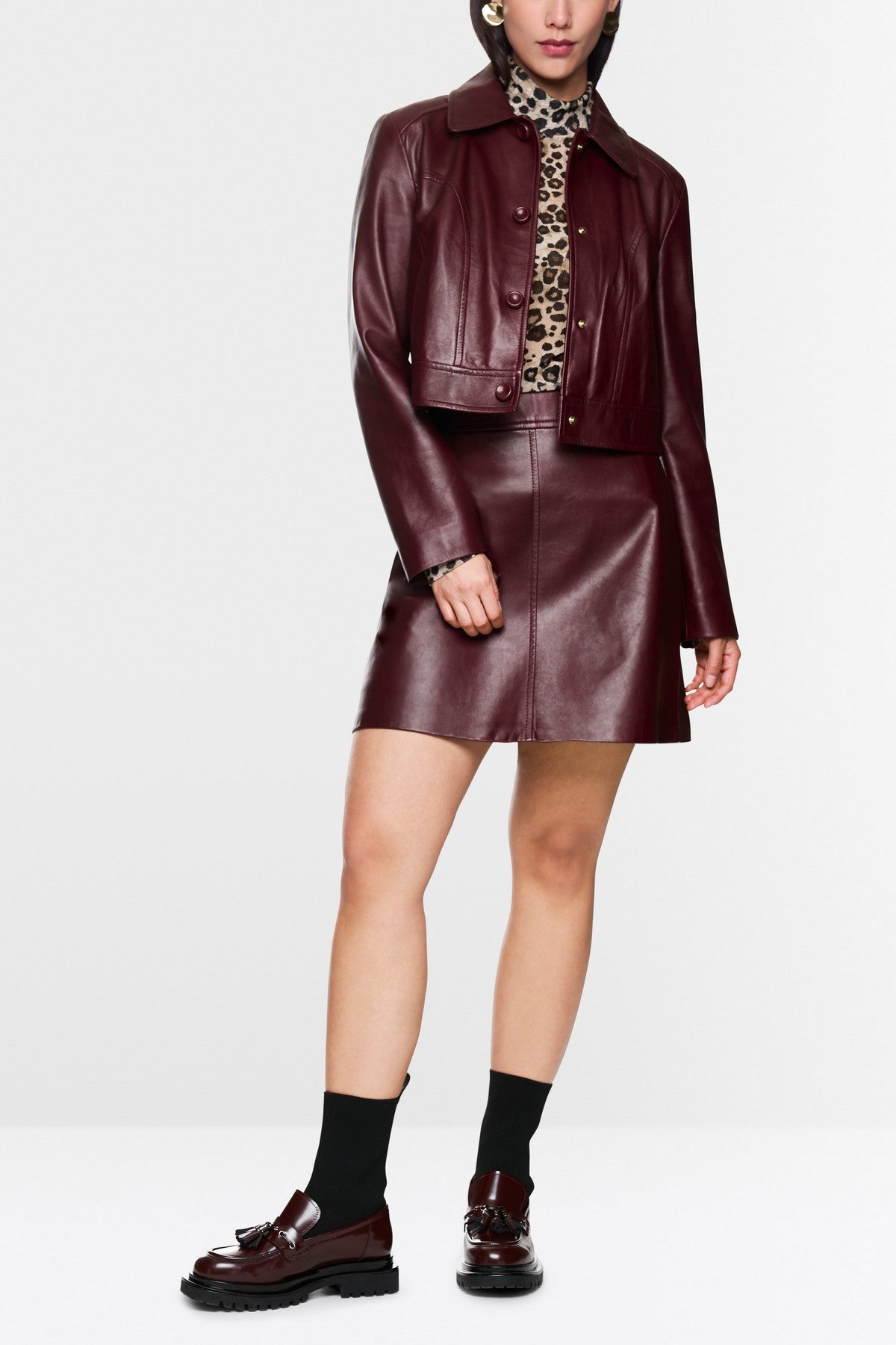 Marc Cain - ZC 31.01 L01 | 294 - Kort leren jasje - burgundy