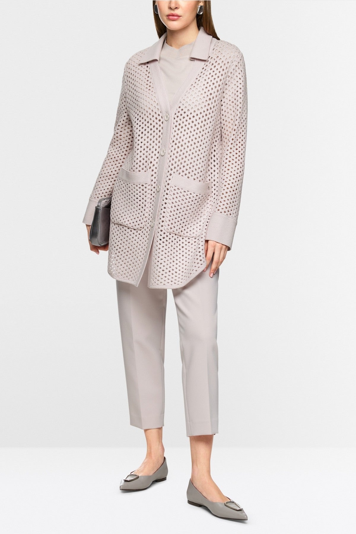 Marc Cain - ZC 39.03 M17 | 702 - Cardigan rasterstructuur - light taupe