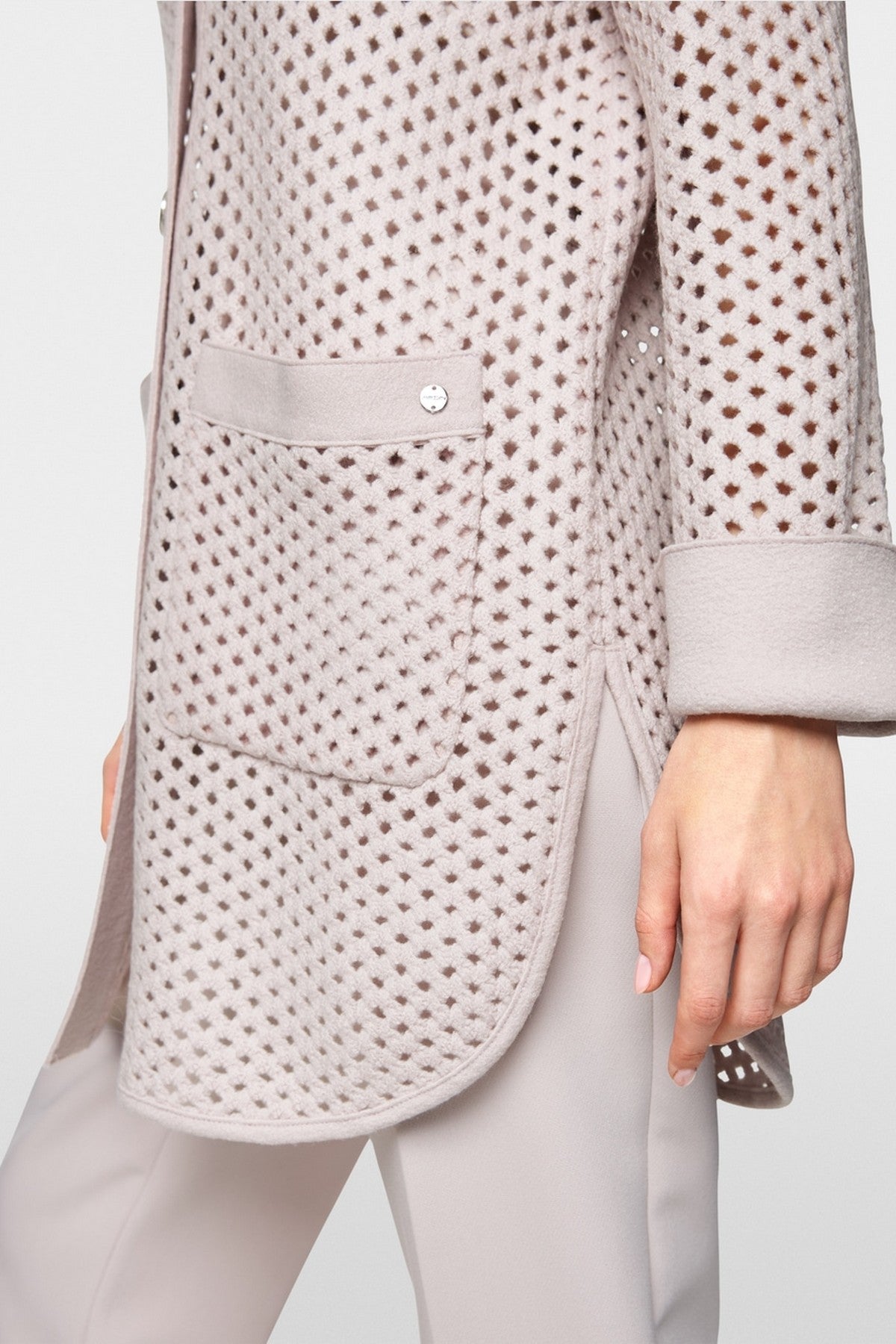Marc Cain - ZC 39.03 M17 | 702 - Cardigan rasterstructuur - light taupe