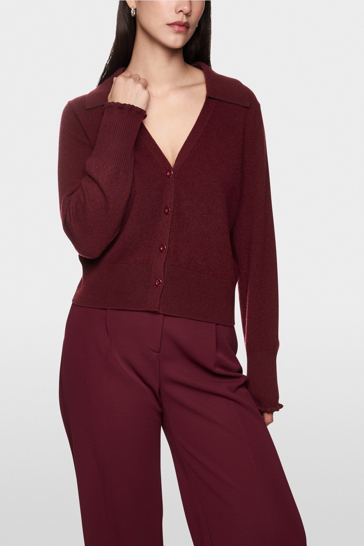 Marc Cain - ZC 39.12 M68 | 294 - Gillet kort cashmere - burgundy