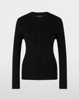 Nauwsluitende longsleeve van Marccain met kasjmier, ribstructuur, mouwsplit en geborduurd bloemdessin