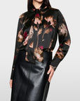 Marc Cain - ZC 51.11 W28 | 900 - Blouse strik bloemenprint - zwart