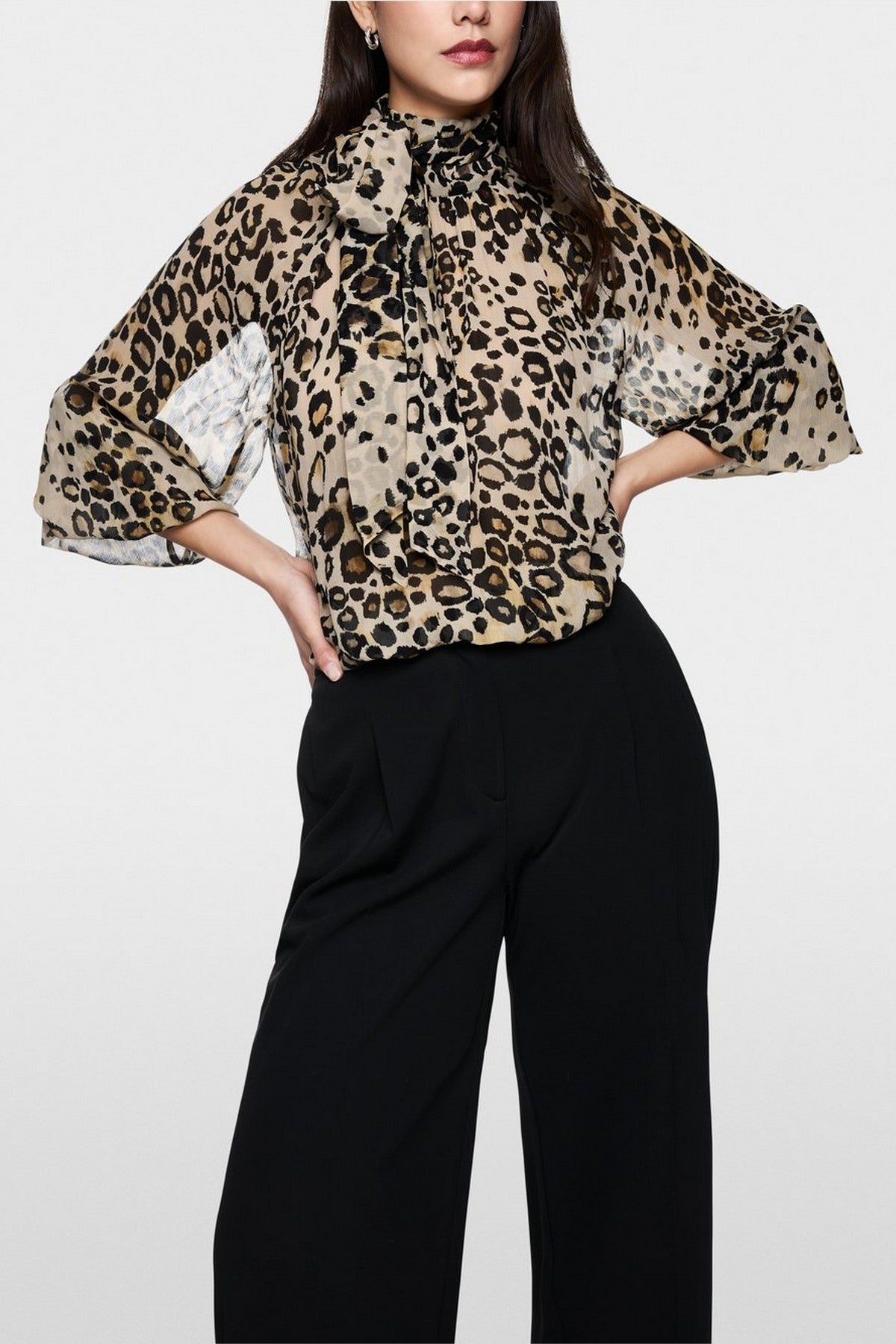 Marc Cain - ZC 51.13 W27 | 606 - Bloes strik luipaardprint - soft cappuccino