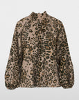 Strikblouse van Marccain met luipaardprint, semitransparante stof, ballonmouwen en losse pasvorm