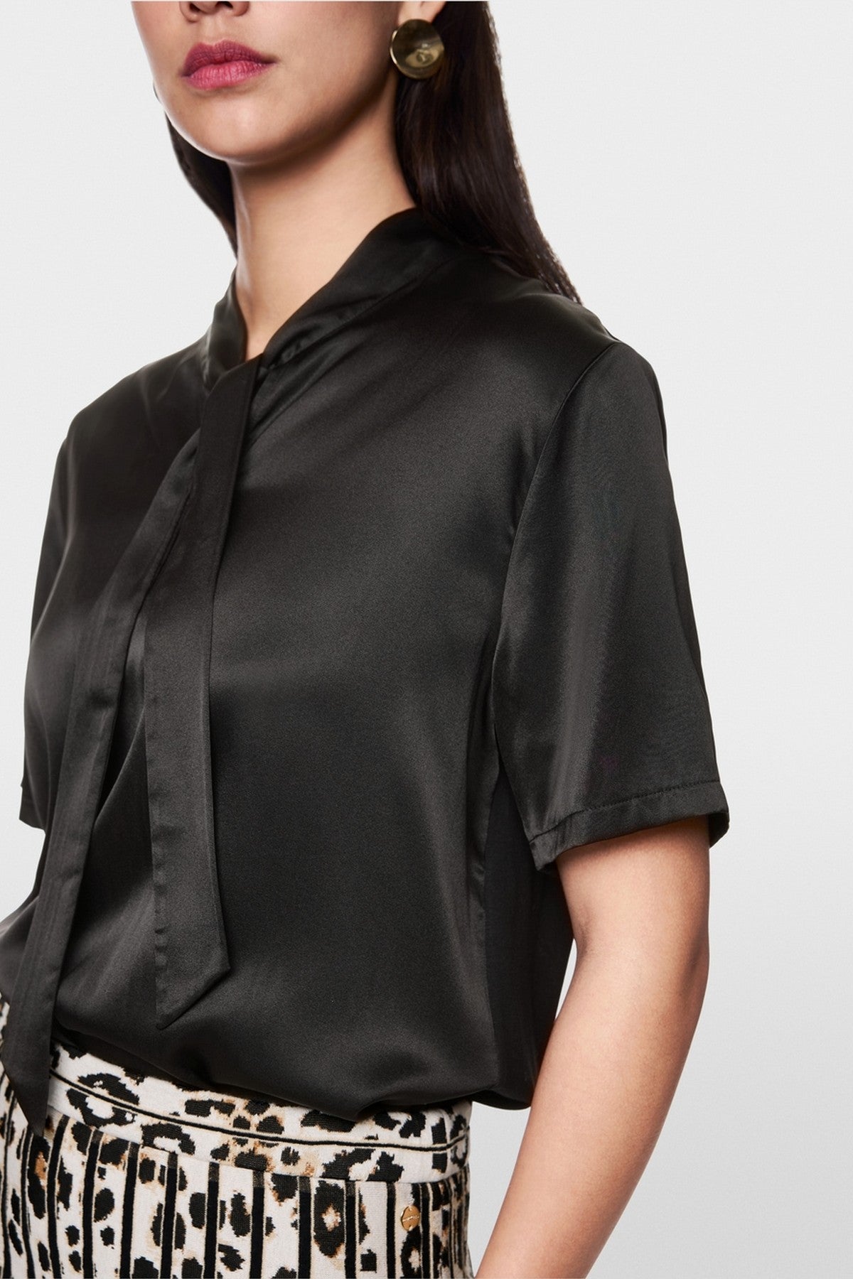 Marc Cain - ZC 55.01 J15 | 900 - Blouse strik 2 stoffen - zwart